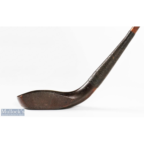 94 - Fine T Dunn dark stained beech wood longnose play club c1885 - the elegant high crown head has the o... 