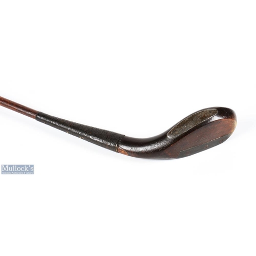 94 - Fine T Dunn dark stained beech wood longnose play club c1885 - the elegant high crown head has the o... 