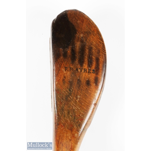 98 - F H Ayres late longnose light stained beech wood driver - with clear stamp mark to the crown and to ... 