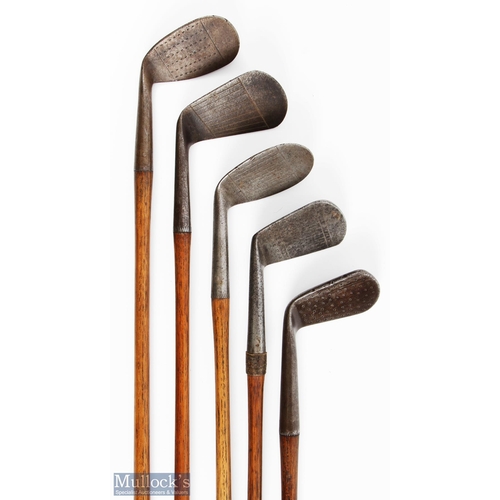 454 - 5x Assorted mashie niblicks to incl' Cann & Taylor, Propellor brand for GV Tuck, Dave Livie of Shake... 