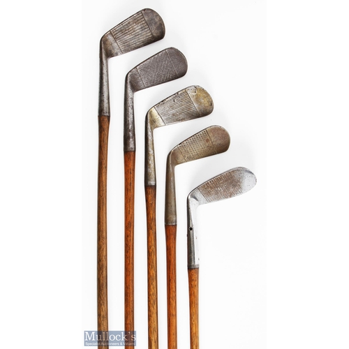 458 - 5x Good playable irons features Maxwell mashie niblick showing the Forgan flag and green mark, A H S... 