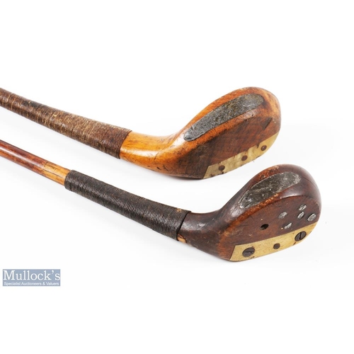 468 - 2x Late scare neck woods incl' The Gamage of London unusual pear shaped golden beechwood driver and ... 