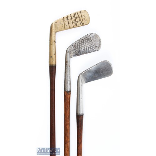 43 - 3x early C Gibson Westward Ho! Smf golf clubs - to incl fine wide sole mashie stamped with both the ... 