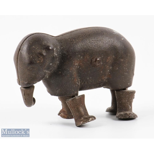 2 - 1873 Patent Ives Manufacturing Company USA Cast Iron Walking Elephant 6cm tall, in good condition.