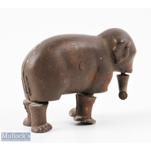 2 - 1873 Patent Ives Manufacturing Company USA Cast Iron Walking Elephant 6cm tall, in good condition.