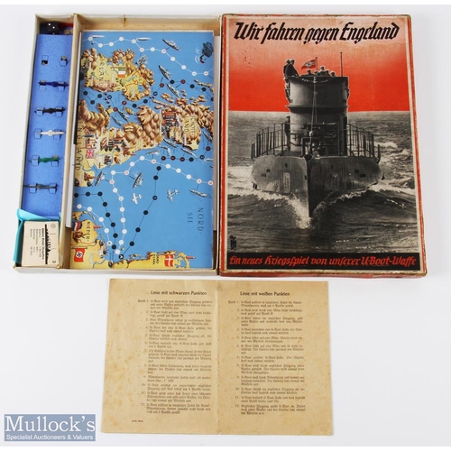 249 - WWII Board Game - 'Wir fahren gegen Engeland' - contains original board, a selection of submarines a... 