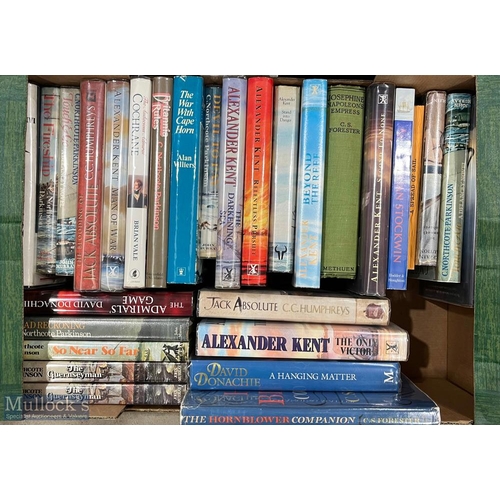 313 - Naval Book Selection - 5x cartons of novels on naval themes, includes titles by Richard Woodman, Dav... 