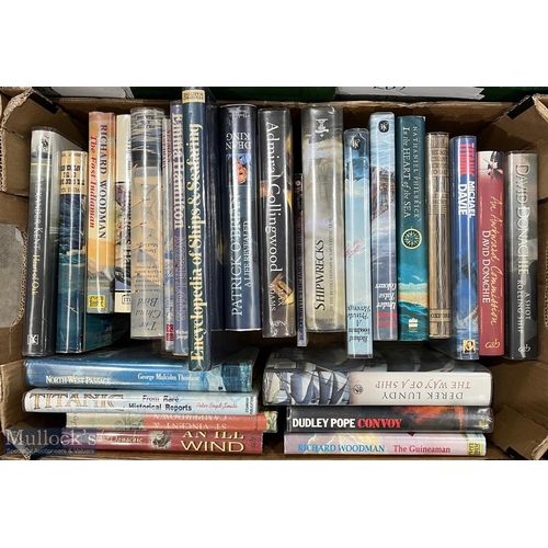 313 - Naval Book Selection - 5x cartons of novels on naval themes, includes titles by Richard Woodman, Dav... 