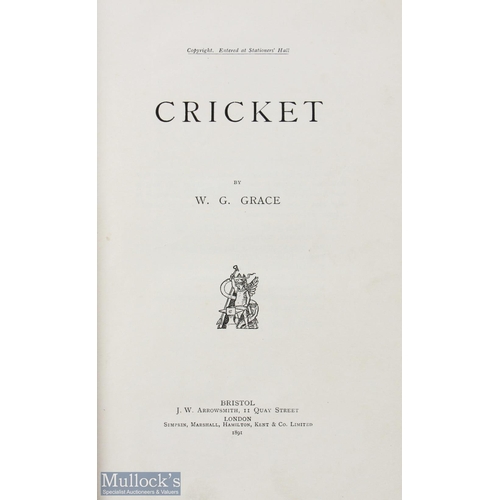 389 - Cricket by W G Grace 1891 book - an interesting 489 page book with 44 illustrations and photographs ... 