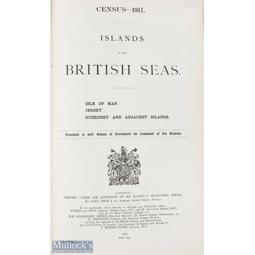 435 - Census 1911 - Isle of Man and Channel Islands: HMSO Cd 6922, 1913, 50pp folio, blue printed paper co... 