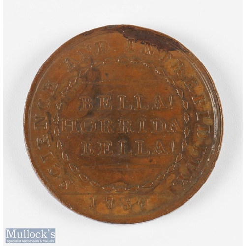 583 - Boxing - Banbury, Prize Fighting Ring 1789, copper medallion - Obverse; Bust of Thomas Johnson. Reve... 