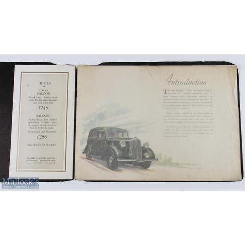 614 - The New Wolsley Twelve 1936 - A fine quality 12 page sales catalogue illustrating in multicoloured a... 