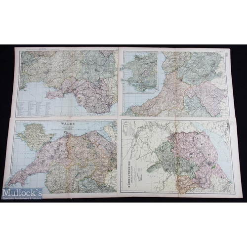 626 - c1898 Bacon Geographical Colour Welsh Wales Maps, to include Monmouth and the river Wye, Wales, Wale... 