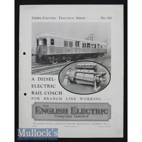 636 - A Diesel Electric Rail Coach for Branch Line Working 1935 Made by English Electric. A 12 page sales ... 