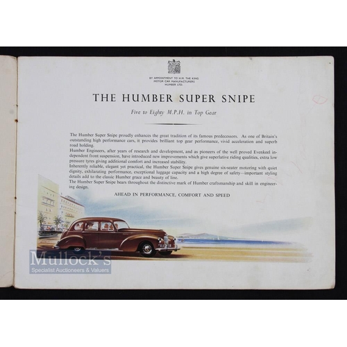 642 - Humber Super Snipe 1950 Sales Catalogue - very fine multicoloured 16 page Catalogue with 14 illustra... 