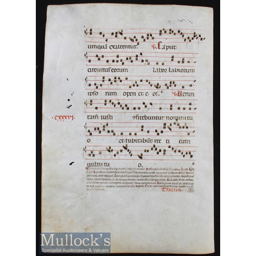 644 - Liturgical Vellum Leaf - c1380s-1450 large impressively scripted sheet of Choral music with finely d... 