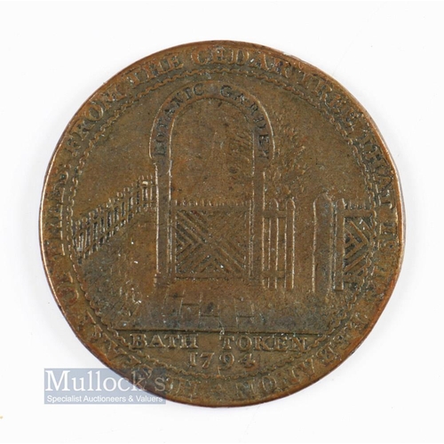 649 - Bath Token 1794 - Halfpenny by John Jelly. Obverse: View of the Botanical Gardens. Reverse: View of ... 