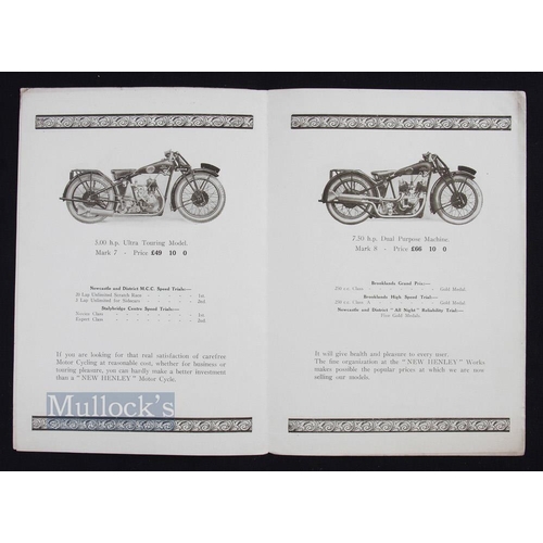 657 - New Henley Motors 1928 Motorcycle Sales Catalogue - Show Advance List. An 8 page fold out sales cata... 