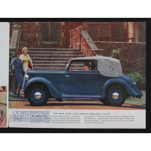 658 - The New Hillman Minx 1939 Brochure - a large threefold multicoloured brochure illustrating and detai... 