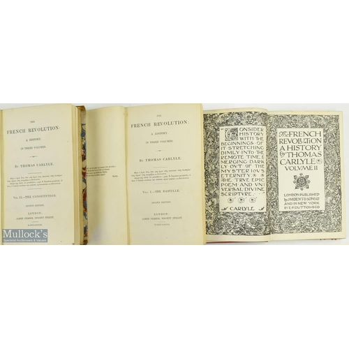 668 - The French Revolution A History' Books - Thomas Carlyle 1839 2nd ed, three volumes, The Bastille, Th... 