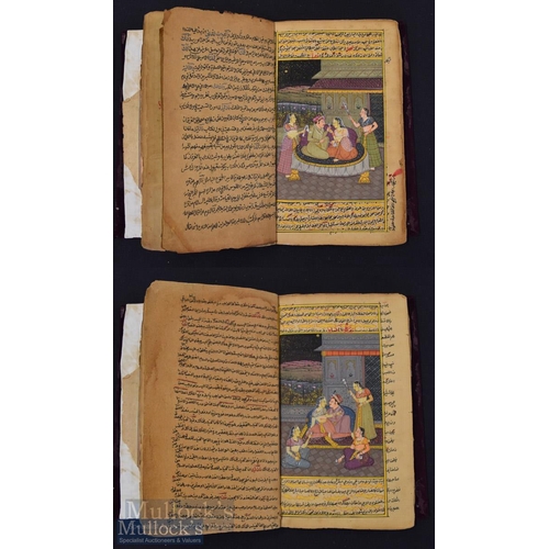 730 - India-Persia Manuscript with Miniature Paintings - a Persian manuscript with 10x Indian Miniatures p... 