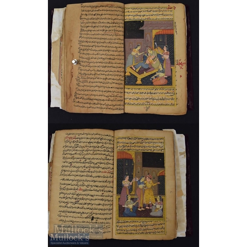 730 - India-Persia Manuscript with Miniature Paintings - a Persian manuscript with 10x Indian Miniatures p... 