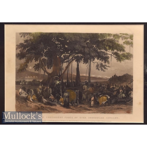 731 - India - The Battle of Meeanee colour engraving by J B Allen, mounted measures 40x34cm plus Arrival o... 