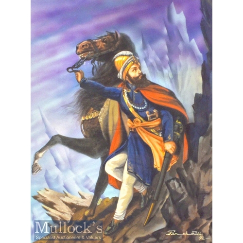 732 - 1992 Ramesh Rami watercolour relating to Sikh Guru size 14 x 10