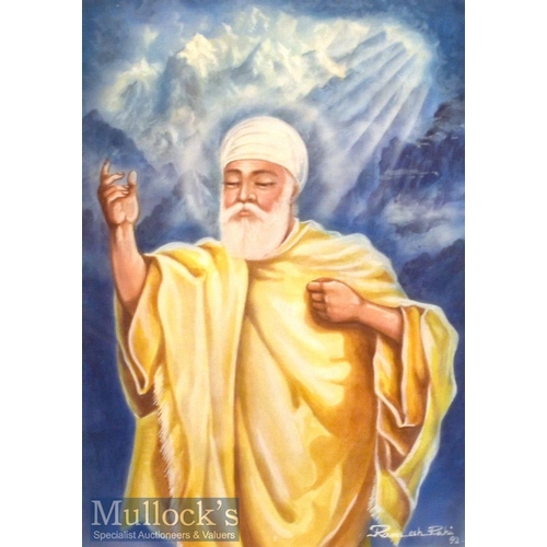 732 - 1992 Ramesh Rami watercolour relating to Sikh Guru size 14 x 10