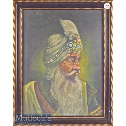 735 - Oil on Board Painting of Raja Ranjit Singh approx. originally purchased from an Art Gallery in the 1... 