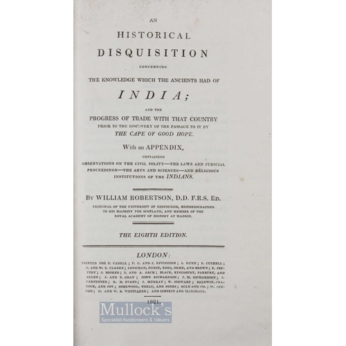 738 - India - An Historical Disquisition Concerning India by William Robertson 1821 - 371 page book with f... 