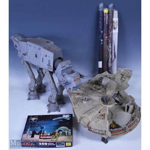 69 - Vintage Star Wars Ships Vehicle, Posters, Jigsaw - to include a Star Wars At-At, missing some parts ... 