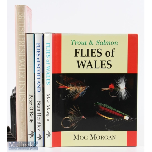 1086 - Trout and Salmon Fly Fishing Books: Flies of Scotland Stan Headley 1997, Flies of Wales Moc Morgan 1... 