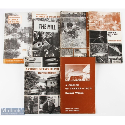 1100 - 6x Dermot Wilson Fishing Catalogues - From Nether Wallop Mill - a good selection with years of 1970,... 