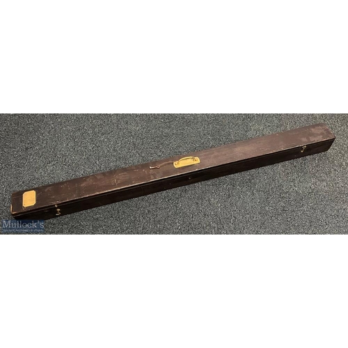 Period Wooden Fishing Rod Travel case, with brass fittings, lock (with its  original key) and handle