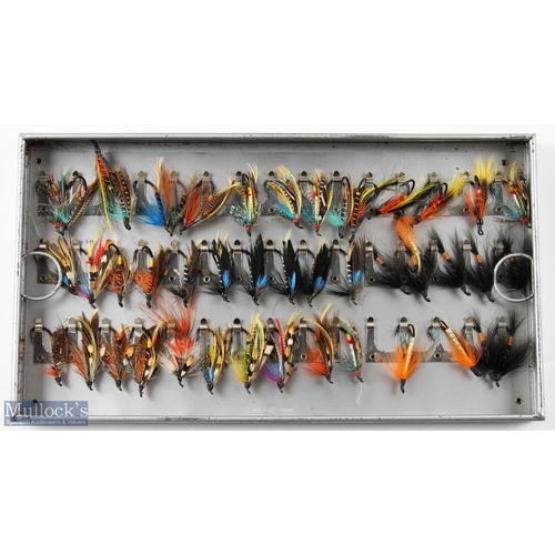 120 - Black Japanned Fly Reservoir and Flies containing sea trout and salmon flies for low and high water ... 