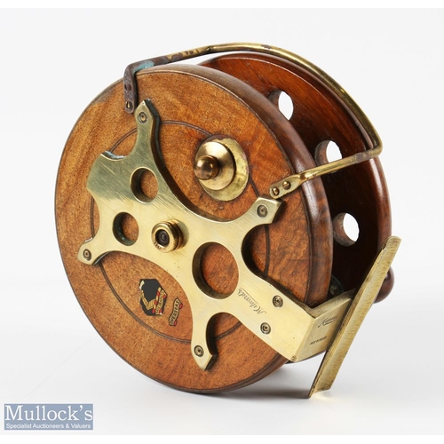 131 - A fine Millwards Frogback mahogany and brass Nottingham style reel, 6