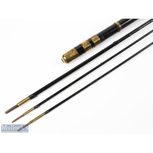 171 - Gowland & Co Maker, 3-4 Crooks Lane, London Bridge, ebonised fly rod 12' 3pc with spare tip, brass s... 