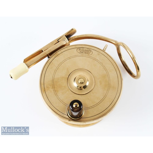 28 - A very fine Malloch Patent brass side casting reel, 3.25