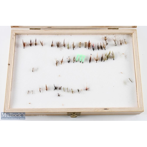 306 - A Triple Fly Box with brass catches containing over 50 trout wet flies and lures; a lady's single bo... 