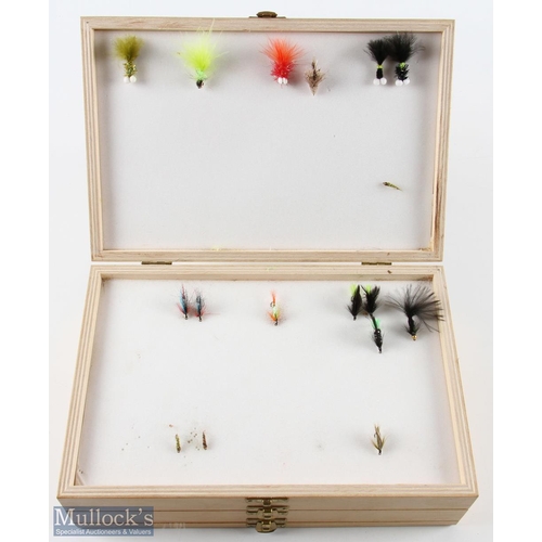 306 - A Triple Fly Box with brass catches containing over 50 trout wet flies and lures; a lady's single bo... 