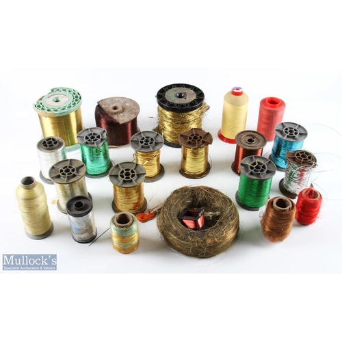 347 - A selection of Blick spools of fly tying material: to include tinsel, wire, polyester, thread - 9x t... 