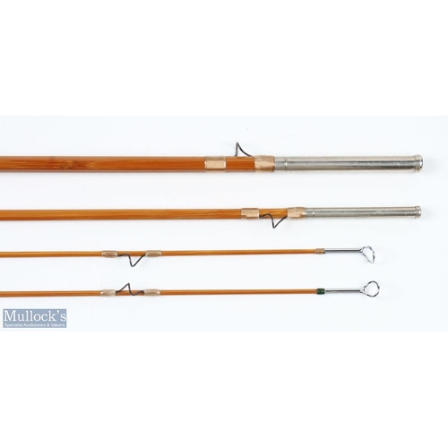 41 - H L Leonard 8' 3 Piece Cane Rod #5 line with 2 tip sections, nickel silver ferrules, snake eye guide... 