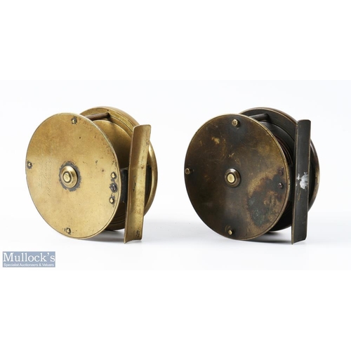 456 - 2x Brass Plate Wind Fly Reels 3.5