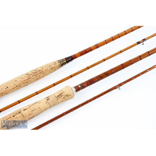 488 - J Robertson Newcastle upon Tyne split cane fly rod 9' 2pc alloy uplocking reel seat and collar with ... 