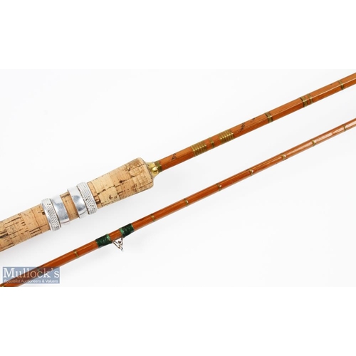 493 - John Robertson Newcastle split cane salmon spinning rod 8' 2pc, 22