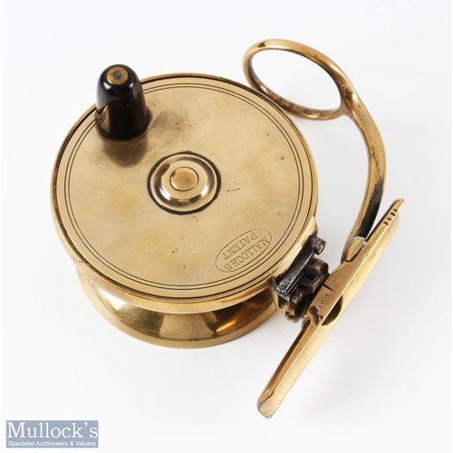 6 - Malloch Patent brass side casting reel RHW with brass line guide, runs well