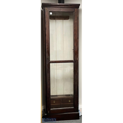 299 - Fine glazed Sporting Cabinet, stained pine with a 2 panel glass door, brass lock and fittings with o... 