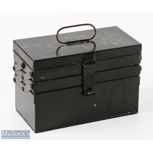 437 - Army & Navy Black Japanned Cantilevered Box 10