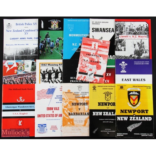 106 - Tourists in Wales Rugby Programmes etc (16): NZ v Newport 1980 & 1989 and Cardiff 1980; NZ Maoris v ... 